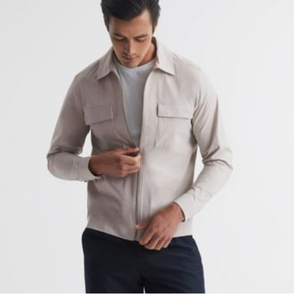 Reiss Pump Technical Pocket Zip Through Shirt Jacket Size M Worn 1x